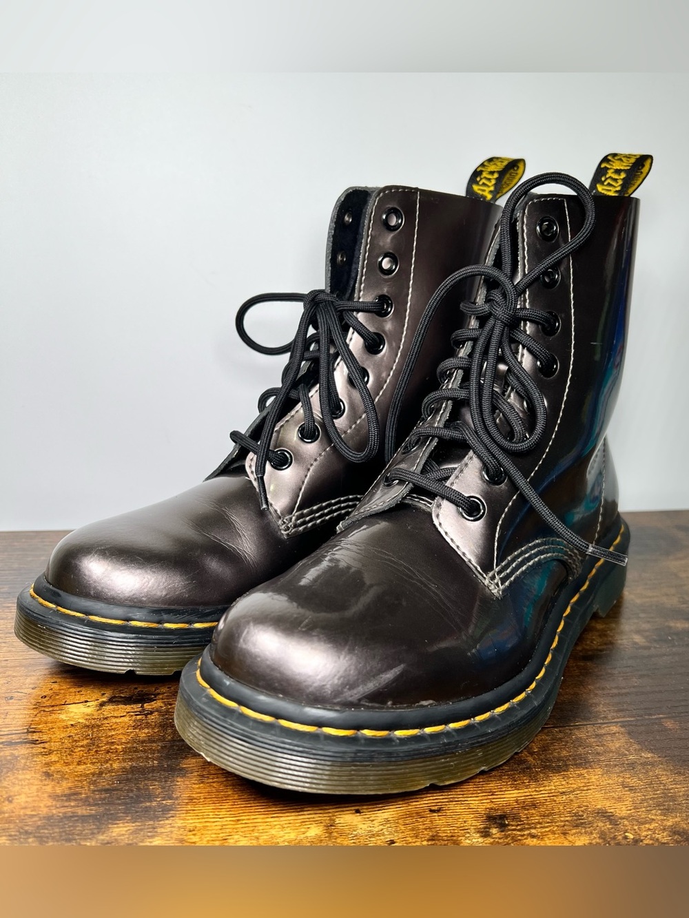 Dr. Martens Pewter Chrome Metallic Silver 1460 Boots, Size 7 Winter Boot, Docs